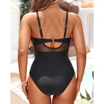 Elegant Tummy Control Tempt Me Black One-Piece Swimsuit for Women