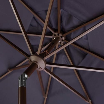 9Ft SAFAVIEH Navy and White Crank Outdoor Umbrella