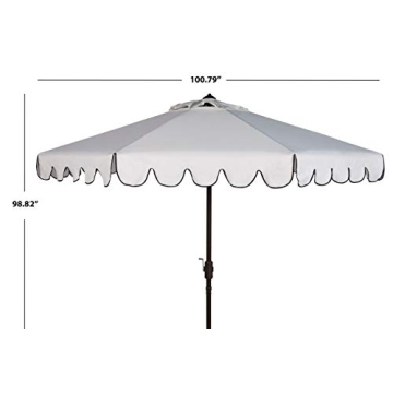 9Ft SAFAVIEH Navy and White Crank Outdoor Umbrella
