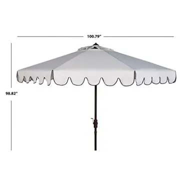 9Ft SAFAVIEH Navy and White Crank Outdoor Umbrella
