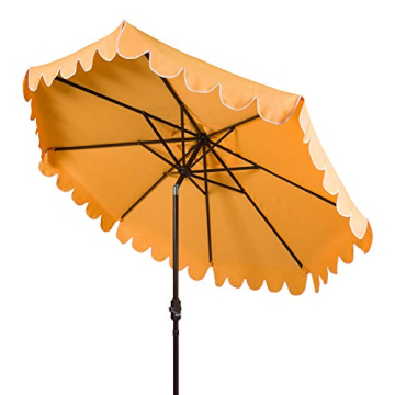9Ft SAFAVIEH Navy and White Crank Outdoor Umbrella
