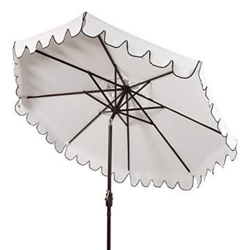 9Ft SAFAVIEH Navy and White Crank Outdoor Umbrella
