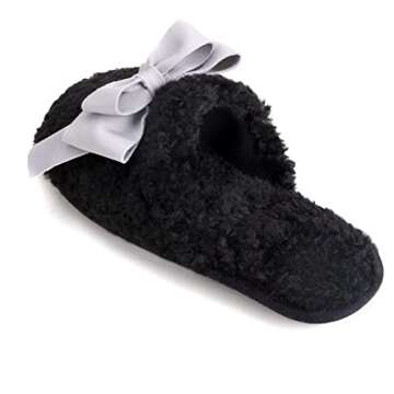 ULTRAIDEAS Women's Fuzzy Slippers with Bow and Memory Foam, Ladies Cute Slip-on House Slippers for Indoor Use