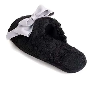 ULTRAIDEAS Women's Fuzzy Slippers with Bow and Memory Foam, Ladies Cute Slip-on House Slippers for Indoor Use