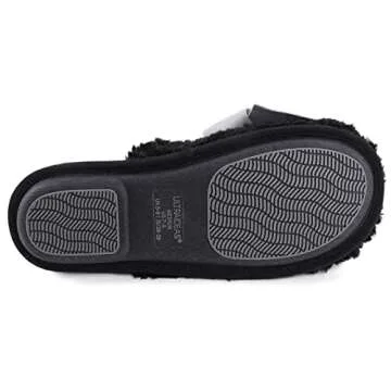 ULTRAIDEAS Women's Fuzzy Slippers with Bow and Memory Foam, Ladies Cute Slip-on House Slippers for Indoor Use