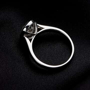 Raivari Moissanite Engagement Rings,3 CT Bezel Setting Oval Lab Created Diamond Solitaire Promise Rings in 14K White Gold Plated Sterling Silver, Anniversary Rings for Women10