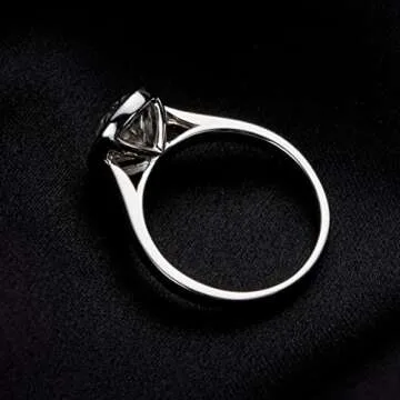 Raivari Moissanite Engagement Rings,3 CT Bezel Setting Oval Lab Created Diamond Solitaire Promise Rings in 14K White Gold Plated Sterling Silver, Anniversary Rings for Women10