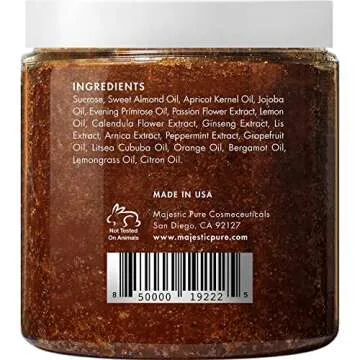 MAJESTIC PURE Brown Sugar Body Scrub for Cellulite and Exfoliation - Natural Body Scrub - Reduces The Appearances of Cellulite, Stretch Marks, Acne, and Varicose Veins, 10 Ounces