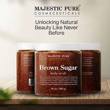 MAJESTIC PURE Brown Sugar Body Scrub for Cellulite and Exfoliation - Natural Body Scrub - Reduces The Appearances of Cellulite, Stretch Marks, Acne, and Varicose Veins, 10 Ounces