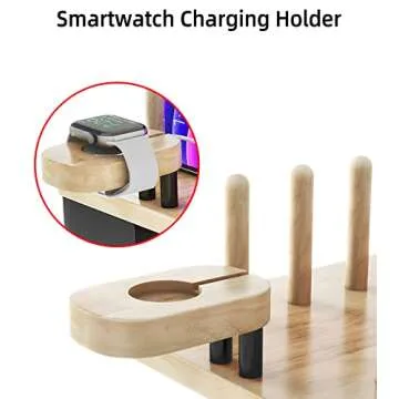 Metal Charging Station for Multiple Devices,New Upgrade Wood Charging Station for Phone Tablet Smart Watch Holder Desk Organizers，Matte Black Dock Device Organizer