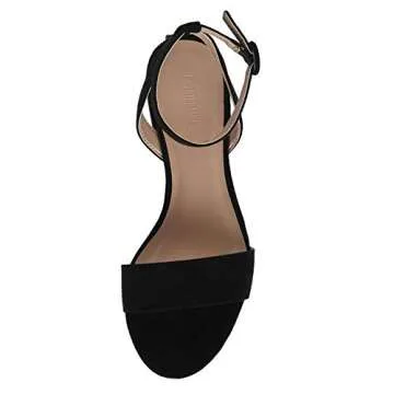 CUSHIONAIRE Nila One Band Ankle Strap Block Heels for Women | Comfortable Low Heeled Dress Shoes for Women, Pumps or Wedding Shoes | BLACK 6