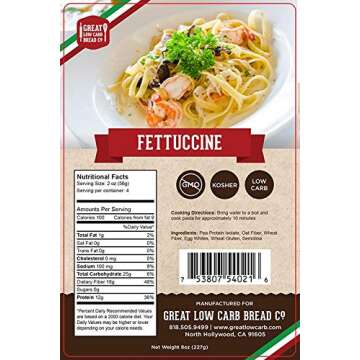 4 Pack Assortment Low Carb Pasta, Fettuccine, Rotini, Penne, and Elbows, Great Low Carb Bread Compan...