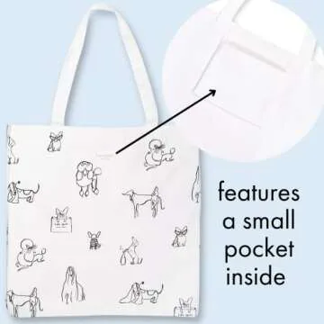 kate spade new york Canvas Tote Bag for Women, Cute Tote Bag for Teacher, Canvas Beach Bag, Book Tote with Pocket, Dog Party