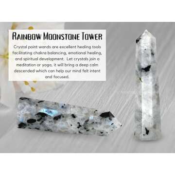 Rainbow Moonstone Crystal Towers for Healing and Purity