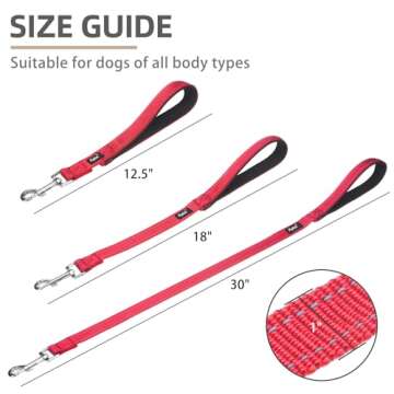 PUPTECK Reflective Short Dog Leash - 3 Packs 2.5ft/ 1.5ft/ 1ft Nylon Dog Leash with Strong Clip, and...