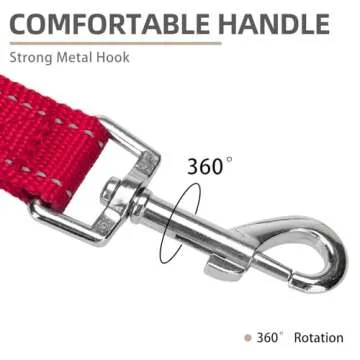 PUPTECK Reflective Short Dog Leash - 3 Packs 2.5ft/ 1.5ft/ 1ft Nylon Dog Leash with Strong Clip, and Soft Padded Handle, Durable Training Leash for Small Medium Large Dogs Cats Walking Outside Red