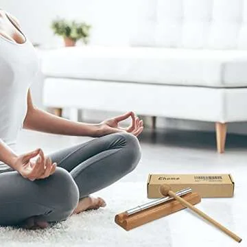 Ehome Meditation Chimes, Mindfulness Solo Hand Chime, Classroom Bell Percussion Instrument, Teacher Tools Reminder Bell with Mallet Storage Bag for Prayer Yoga Eastern Energies Music Gift