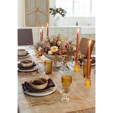 Vixdonos Taper Glass Candlestick Holders Tealight Candle Holders for Table Centerpieces, Wedding Decor and Dinner Party (3 Pcs, Amber)