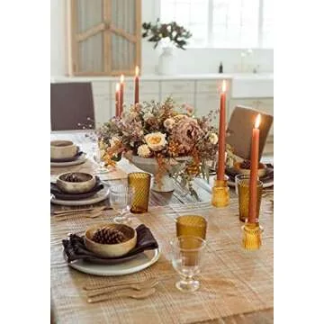 Vixdonos Taper Glass Candlestick Holders Tealight Candle Holders for Table Centerpieces, Wedding Decor and Dinner Party (3 Pcs, Amber)