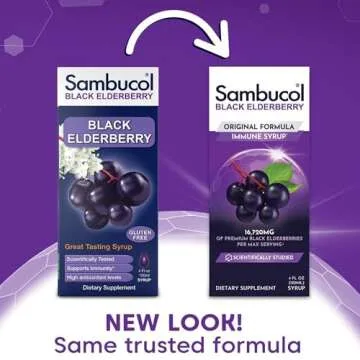 Sambucol Black Elderberry Syrup - Sambucus Elderberry Syrup for Adults Immune Support, Elderberry Liquid, Elderberry Extract, Gluten Free - 7.8 Fl Oz