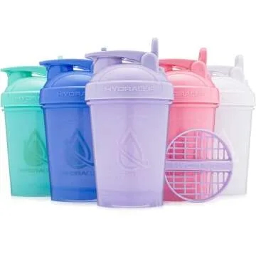 Hydra Cup ProFlow [5 Pack] 20 oz Small Shaker Bottles for Protein Shakes, Shaker Cups with Ball Blen...