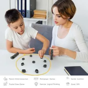 Foquyai Magnetic Chess Game with Stones, Magnet Game, Puzzle Strategy Family Games, Party Travel Desktop Educational Games for Kids and Adults, Gifts for All Age, Easter Gifts