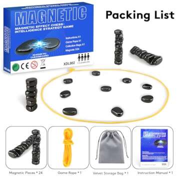 Foquyai Magnetic Chess Game with Stones, Magnet Game, Puzzle Strategy Family Games, Party Travel Desktop Educational Games for Kids and Adults, Gifts for All Age, Easter Gifts