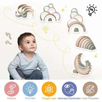 MCGMITT Rainbow Stacking Silicone Toy for Toddlers