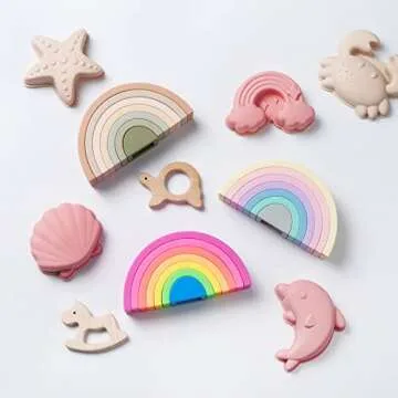 MCGMITT Rainbow Stacking Silicone Toy for Toddlers