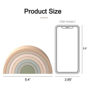 MCGMITT Rainbow Stacking Toy, Silicone Rainbow Stacker for Toddlers, Montessori Nesting Blocks, Building Creative Color Shape Matching Toy Set, 7 Layers (Brown)