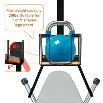 TJ.MOREE Wall Mount/Over The Door Ironing Board Holder with Large Storage Basket, Laundry Room Iron and Ironing Board Holder Storage Holder Black Middle