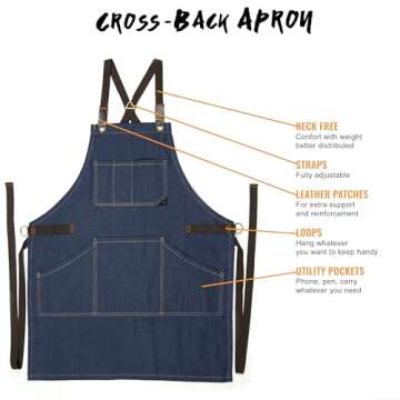 Essential Blue Denim Apron for Pro Chefs and Artists