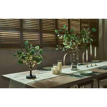 Hairui Lighted Eucalyptus Branches with Timer 24IN 36 LED Battery Operated for Wedding Christmas Par...