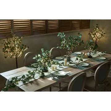 Hairui Lighted Eucalyptus Branches with Timer 24IN 36 LED Battery Operated for Wedding Christmas Party Home Spring Decor (Vase not Included)