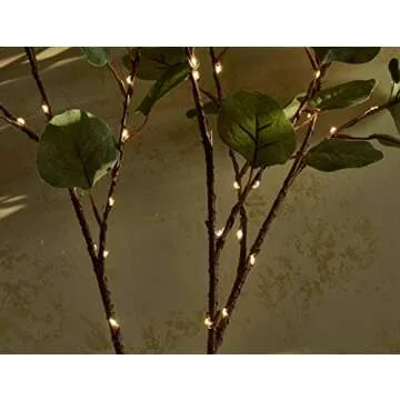 Hairui Lighted Eucalyptus Branches with Timer 24IN 36 LED Battery Operated for Wedding Christmas Party Home Spring Decor (Vase not Included)
