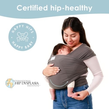 Sleepy Wrap Stretchy Ergonomic Baby Carrier Sling for Newborns to Toddlers - Hands-Free Lightweight Baby Wrap 7-35 lbs (Dark Grey)