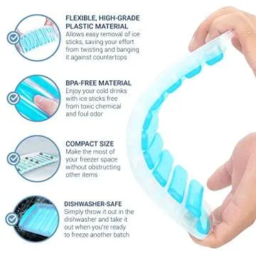 Meadow Lane Ice Stick/Cube Tray, Teal Blue, 1-Tray, Narrow and Long for Sports Bottles