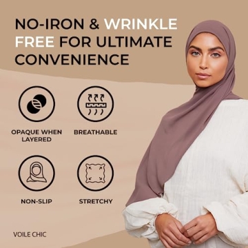 VOILE CHIC Premium Chiffon Hijab Scarf For Women Wrap Head Scarf (Non-Slip) (Earth Grey)