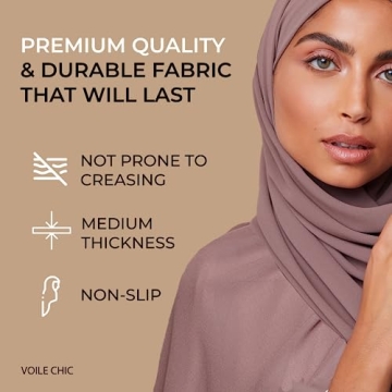 VOILE CHIC Premium Chiffon Hijab Scarf For Women Wrap Head Scarf (Non-Slip) (Earth Grey)