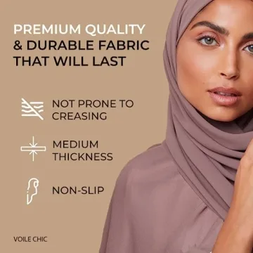 VOILE CHIC Premium Chiffon Hijab Scarf For Women Wrap Head Scarf (Non-Slip) (Earth Grey)