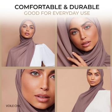 VOILE CHIC Premium Chiffon Hijab Scarf For Women Wrap Head Scarf (Non-Slip) (Earth Grey)