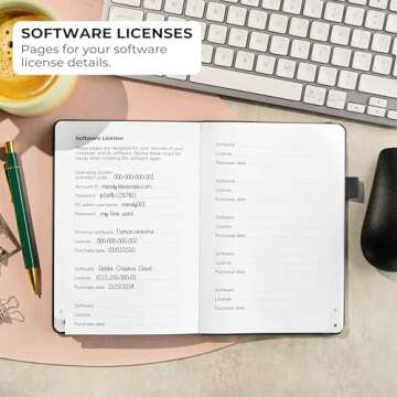 Clever Fox Password Book with alphabetical tabs. Internet Address Organizer Logbook. Medium Password Keeper for Website Logins (Black)