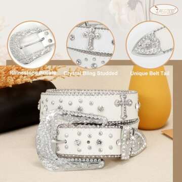 Stylish Rhinestone Studded Leather Belt for Men & Women