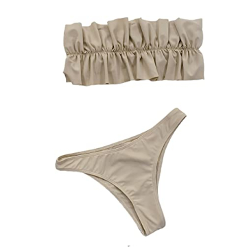 Floerns Women's Ruffle Trim Bandeau Bikini - Stylish Swimwear