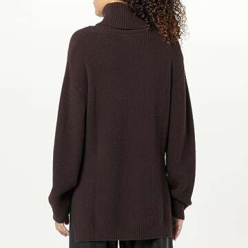 The Drop Women's Grayson Super Soft Drop Shoulder Turtleneck Sweater, Java Chocolate, XXS