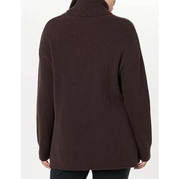 The Drop Women's Grayson Super Soft Drop Shoulder Turtleneck Sweater, Java Chocolate, XXS