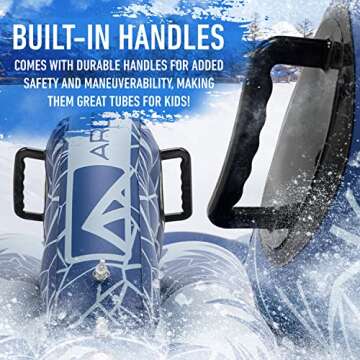 Franklin Sports Arctic Trails Inflatable Snowmobile Sled - Kids Winter Toy for Sledding - Blow Up Snowmobile Style Sled Tube for Kids Age 6+ - Heavy Duty PVC Inflatable Kids Sled with Pull Rope