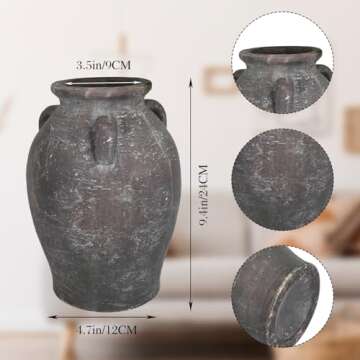 9.5'' Black Terracotta Handmade Vase for Home Decor