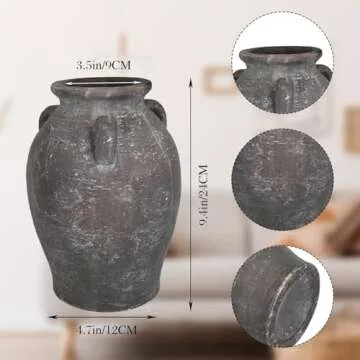 9.5'' Black Terracotta Handmade Vase for Home Decor