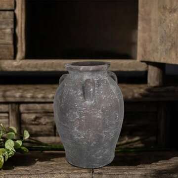 9.5'' Black Terracotta Handmade Vase for Home Decor